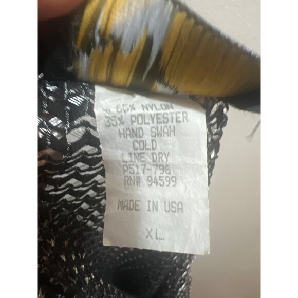 Pop Icon Mens XL Black & Silver Mesh Short Sleeve Button-Up Shirt Made In USA - Picture 4 of 6